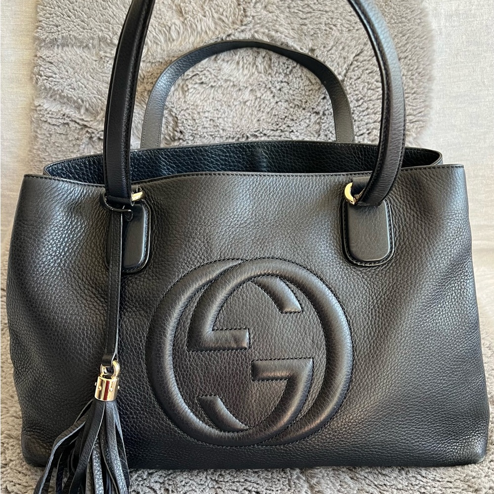 Authentic Gucci Soho Interlocking GG Leather Tote Bag